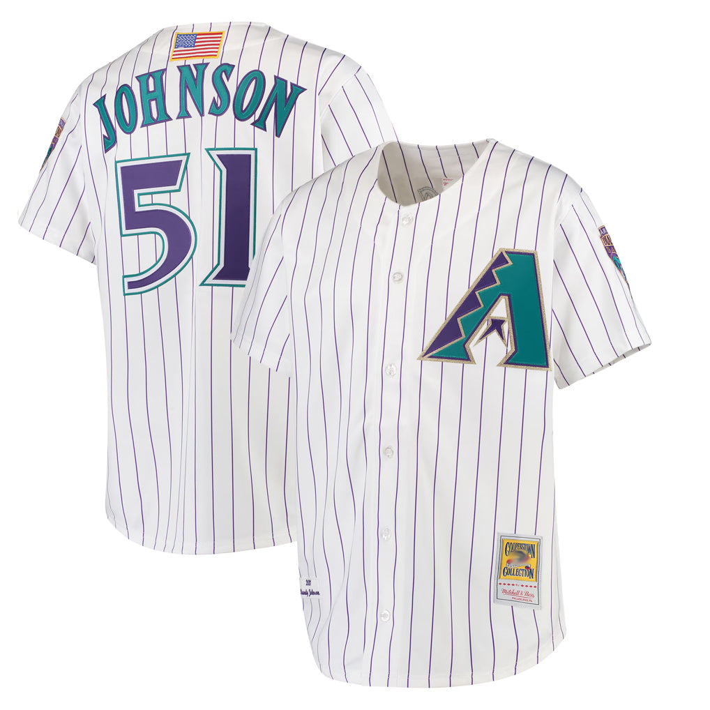 A.Diamondbacks #51 Randy Johnson Player White Mitchell & Ness Limited Home Gdoa Stitched Jerseys