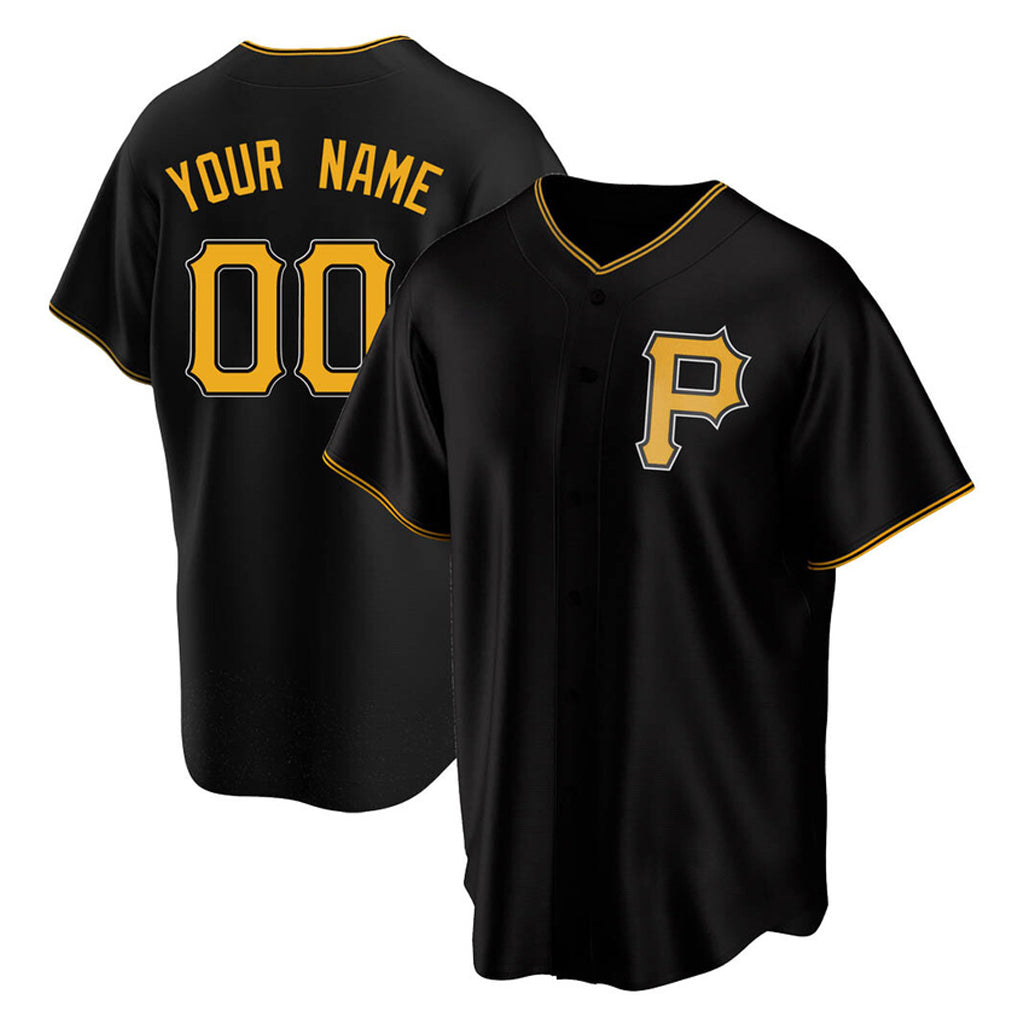 Custom P.Pirates Black Alternate Home Game Any Name & Number Gdoa Stitched Jerseys