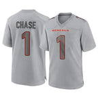 C.Bengals #1 Ja'Marr Chase Player Gray Atmosphere Fashion Game Gdoa Stitched Jerseys