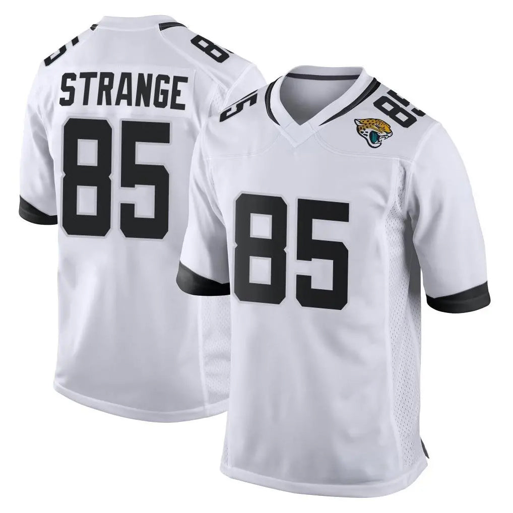 J.Jaguars #85 Brenton Strange Player White Home Game Gdoa Stitched Jerseys