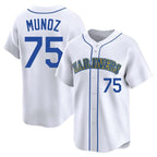S.Mariners #75 Andres Munoz Player White Throwback Cooperstown Collection Home Limited Fdoa Stitched Jerseys