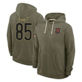 C.Bears #85 Cole Kmet Player Olive Salute to Service Pullover Hoodies Limited Gdoa Stitched Jerseys