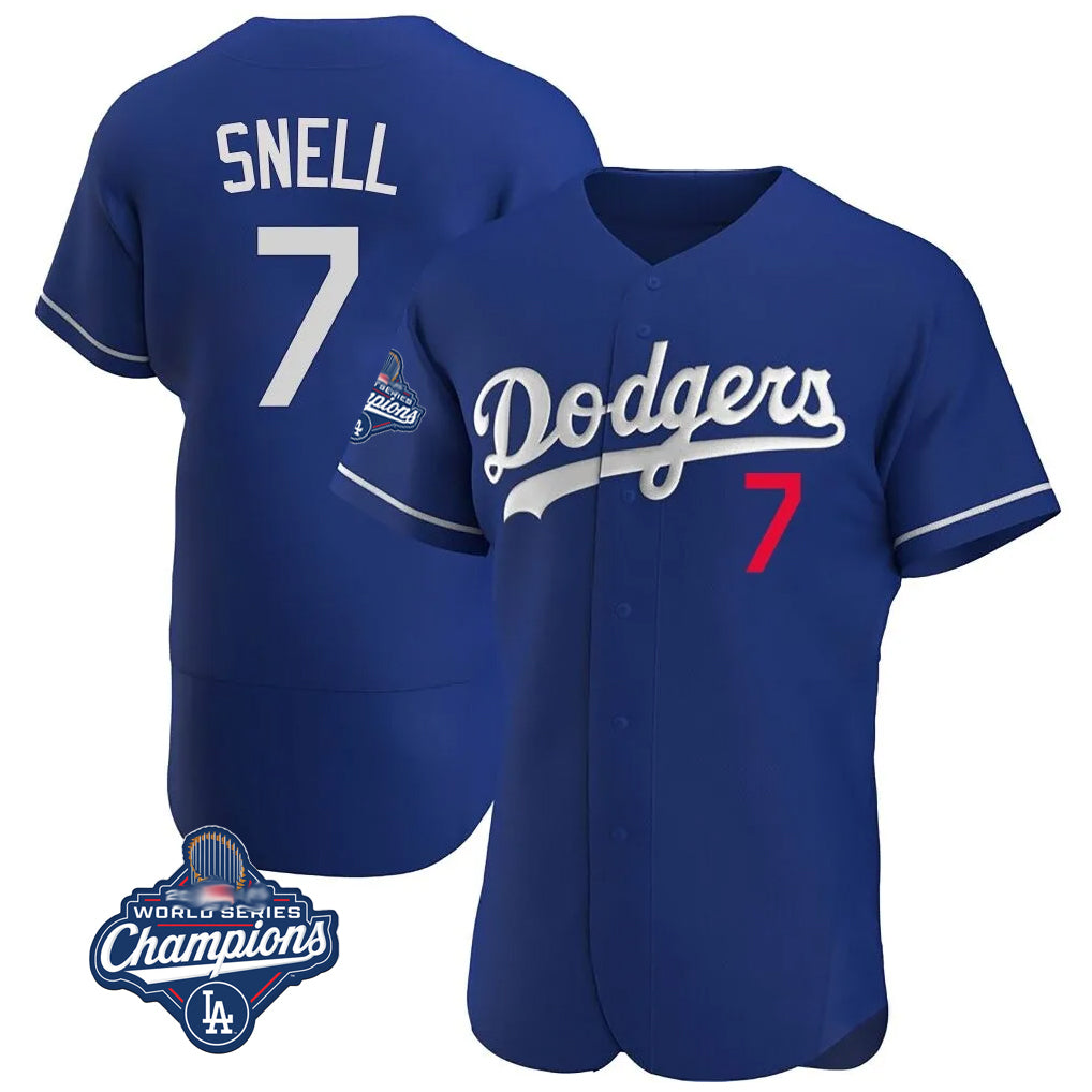 LA.Dodgers #7 Blake Snell Player Royal Limited Elite World Series Meet Home Fdoa Stitched Jerseys
