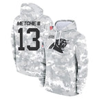 C.Panthers #13 John Metchie III Player Arctic Camo Salute to Service Pullover Hoodies Limited Game Gdoa Stitched Jerseys