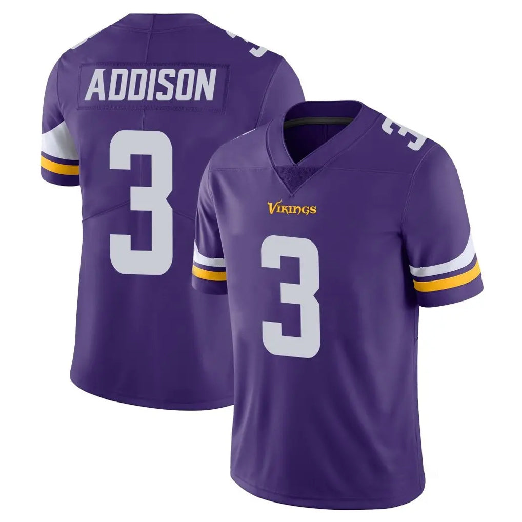 M.Vikings #3 Jordan Addison Player Purple Limited Vapor Untouchable Home Game Gdoa Stitched Jerseys