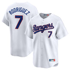 T.Rangers #7 Ivan Rodriguez Player White Home Limited Fdoa Stitched Jerseys