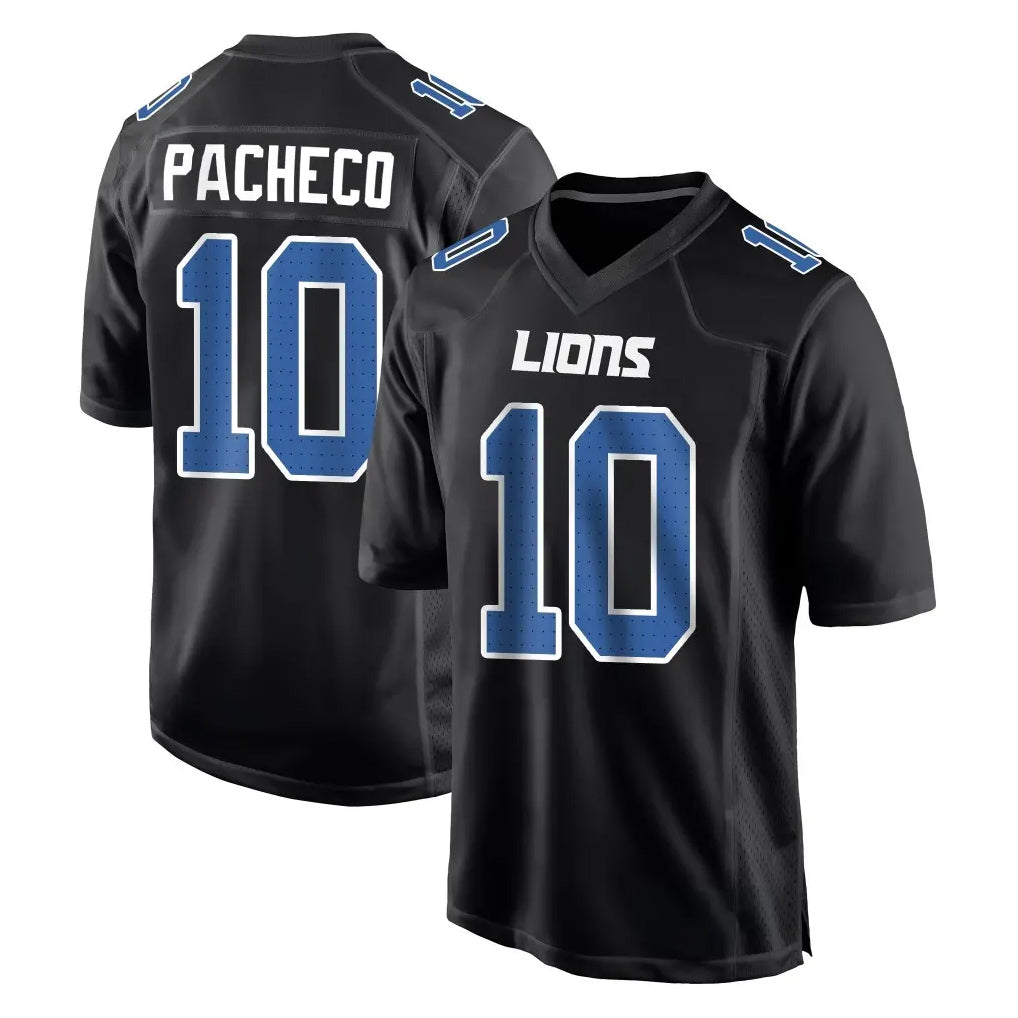 D.Lions #10 Isiah Pacheco Player Black Fashion Home Game Gdoa Stitched Jerseys