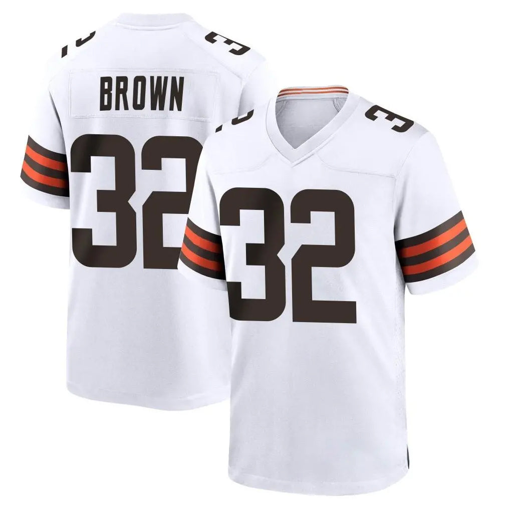 C.Browns #32 Jim Brown Player White Home Game Gdoa Stitched Jerseys