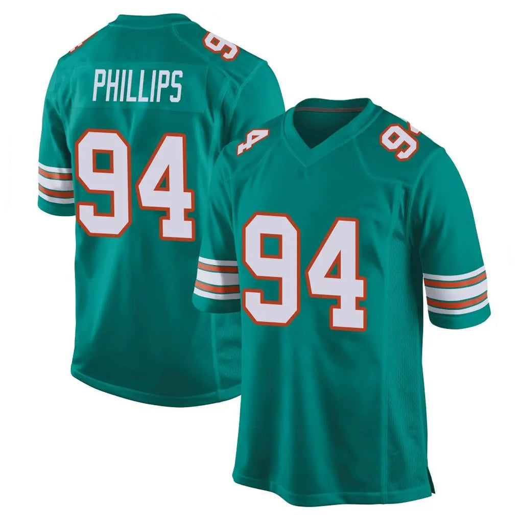 M.Dolphins #94 Jordan Phillips Player Aqua Alternate Home Game Gdoa Stitched Jerseys