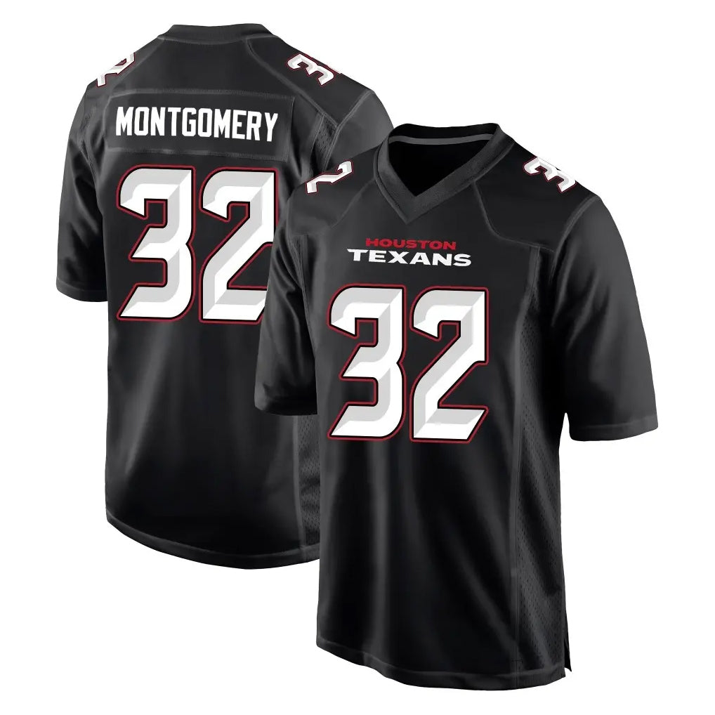 H.Texans #32 David Montgomery Player Carbon Black Fashion Home Game Gdoa Stitched Jerseys