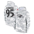 B.Ravens #95 Tavius Robinson Player Arctic Camo Salute to Service Pullover Hoodie Gdoa Stitched Jerseys