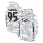 B.Ravens #95 Tavius Robinson Player Arctic Camo Salute to Service Pullover Hoodie Gdoa Stitched Jerseys