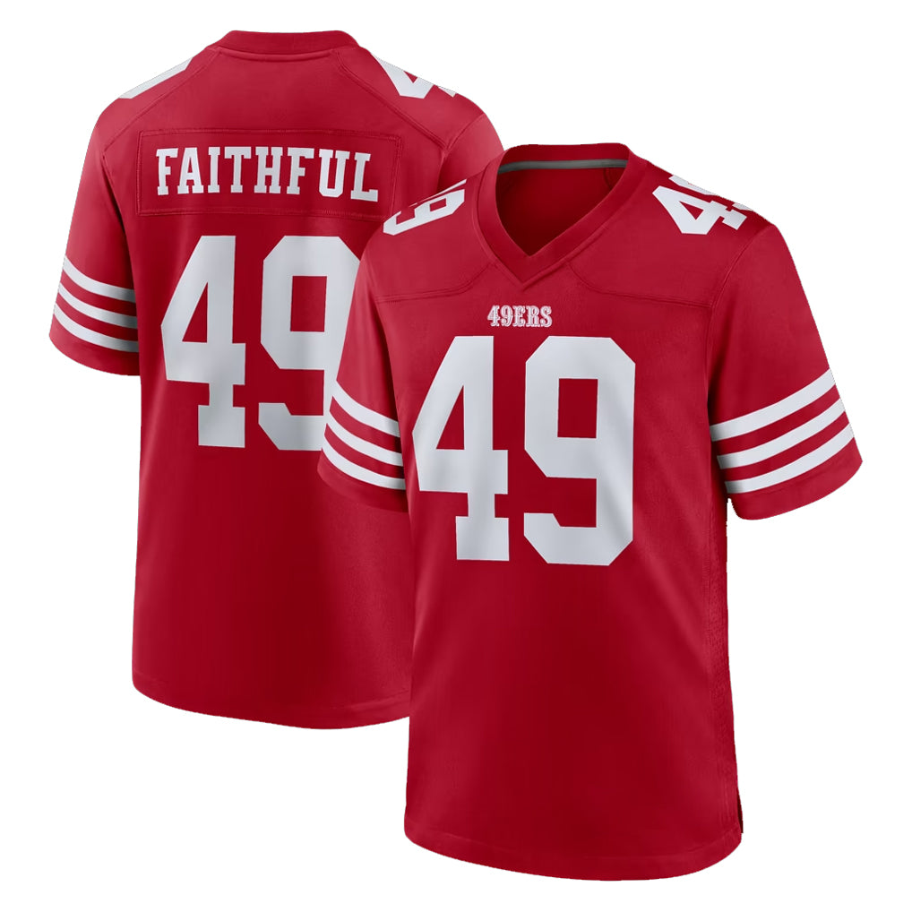 SF.49ers #49 The Faithful Player Red Game Home Gdoa Stitched Jerseys