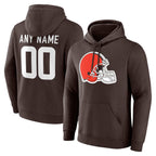 Custom C.Browns Brown Primetime Logo Hoodie Any Name & Numbers Gdoa Stitched Jerseys