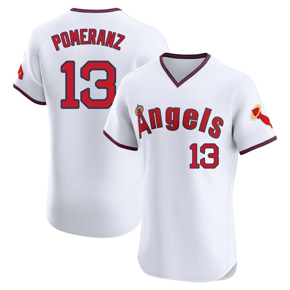 LA.Angels #13 Drew Pomeranz Player White T-shirt Home Limited Elite Fdoa Stitched Jerseys