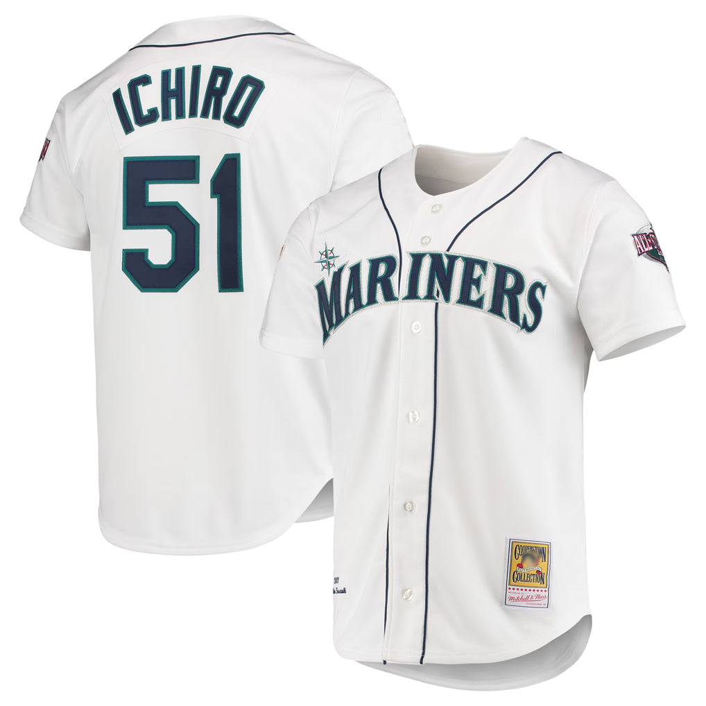 S.Mariners #51 Ichiro Suzuki Player White Mitchell & Ness All-Star Game Cooperstown Collection Authentic Limited Fdoa Stitched Jerseys