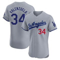 LA.Dodgers #34 Fernando Valenzuela Player Gray Limited Elite Home Fdoa Stitched Jerseys
