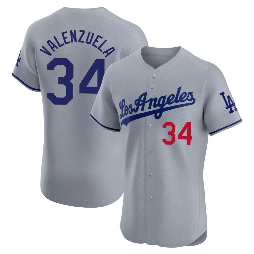 LA.Dodgers #34 Fernando Valenzuela Player Gray Limited Elite Home Fdoa Stitched Jerseys