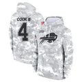 B.Bills #4 James Cook III Player Arctic Camo Salute to Service Hoodies Game Gdoa Stitched Jerseys