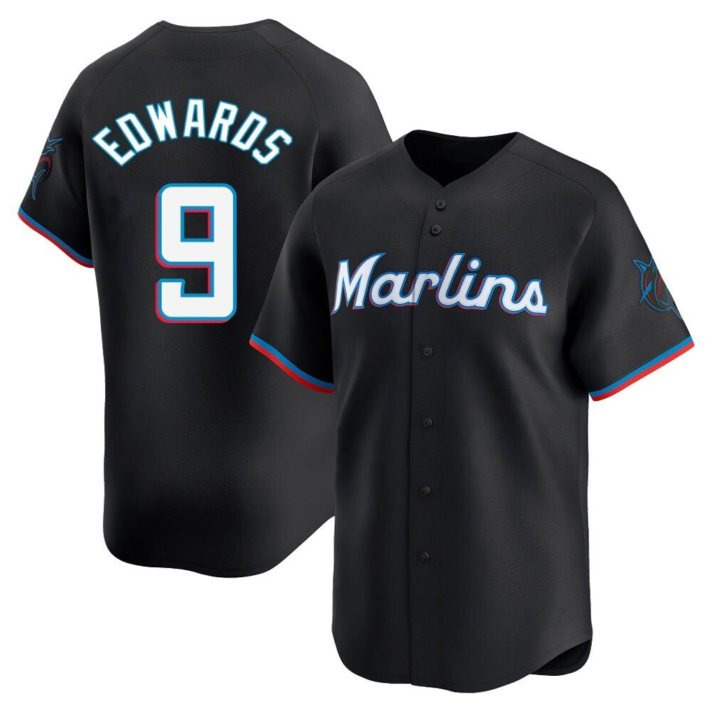 M.Marlins #9 Xavier Edwards Player Black  Home Limited Fdoa Stitched Jerseys