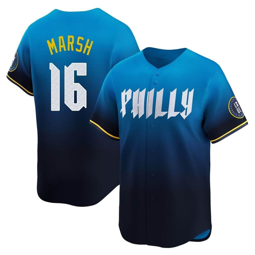P.Phillies #16 Brandon Marsh Player Blue City Connect Home Limited Fdoa Stitched Jerseys