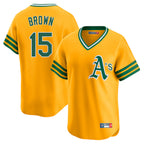 Athletics #15 Seth Brown Player Gold Cooperstown Collection T-shirt Game Gdoa Stitched Jerseys