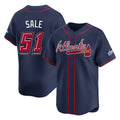 A.Braves #51 Chris Sale Player Navy 2025 Speedway Classic Home Game Gdoa Stitched Jerseys