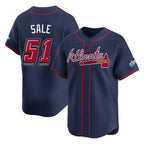 A.Braves #51 Chris Sale Player Navy 2025 Speedway Classic Home Game Gdoa Stitched Jerseys
