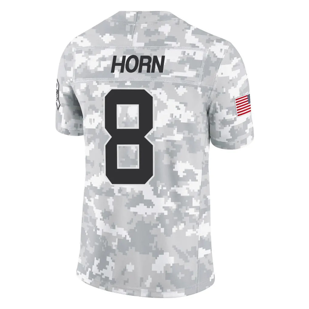 C.Panthers #8 Jaycee Horn Player Arctic Camo Salute to Service Limited Game Gdoa Stitched Jerseys