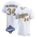 LA.Dodgers #34 Fernando Valenzuela Player Gold World Series Meet Limited Elite Home Fdoa Stitched Jerseys