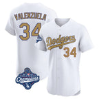 LA.Dodgers #34 Fernando Valenzuela Player Gold World Series Meet Limited Elite Home Fdoa Stitched Jerseys