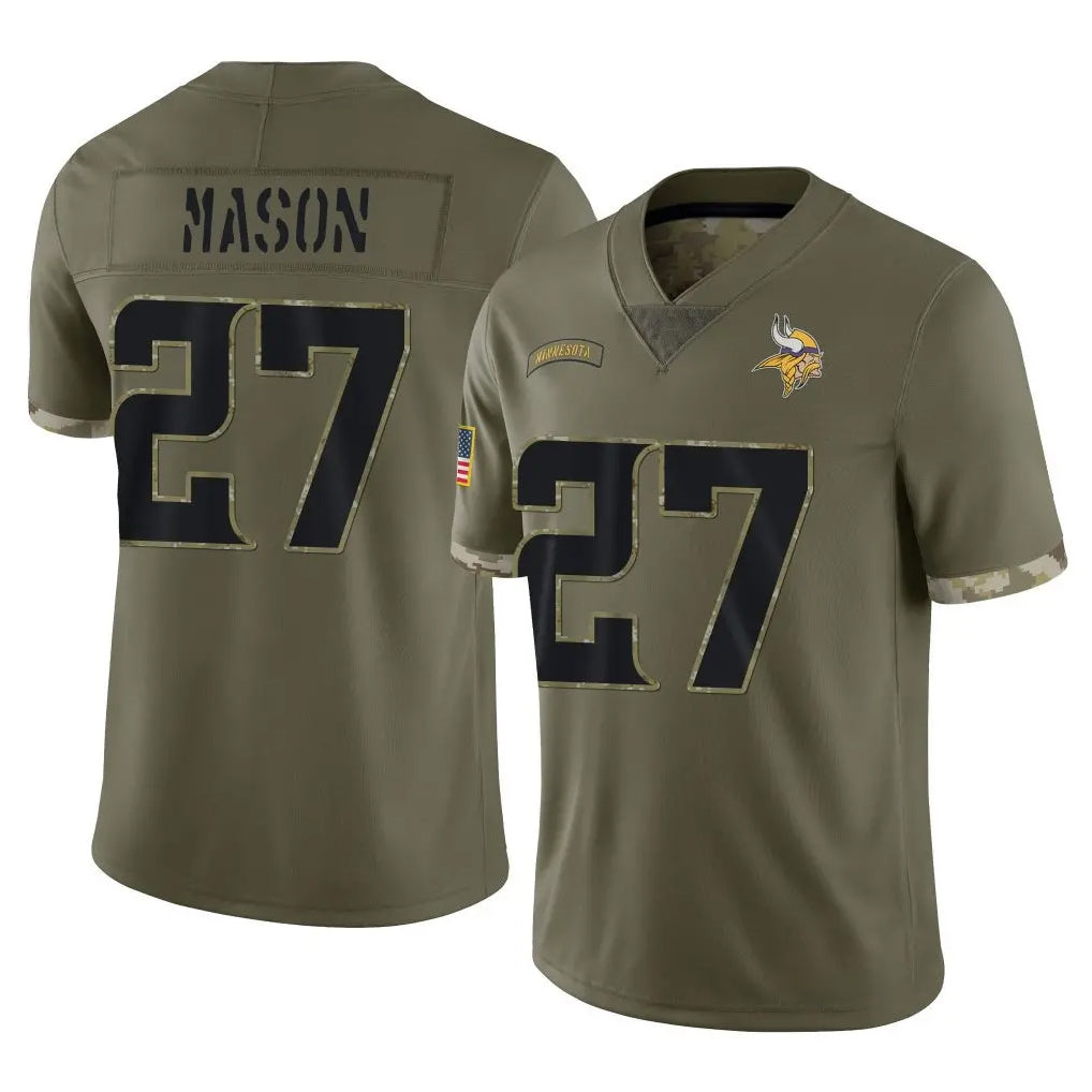M.Vikings #27 Jordan Mason Player Olive Salute To Service Limited Gdoa Stitched Jerseys