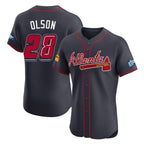 A.Braves #28 Matt Olson Player Navy 2025 Speedway Classic Limited Elite Home Game Gdoa Stitched Jerseys