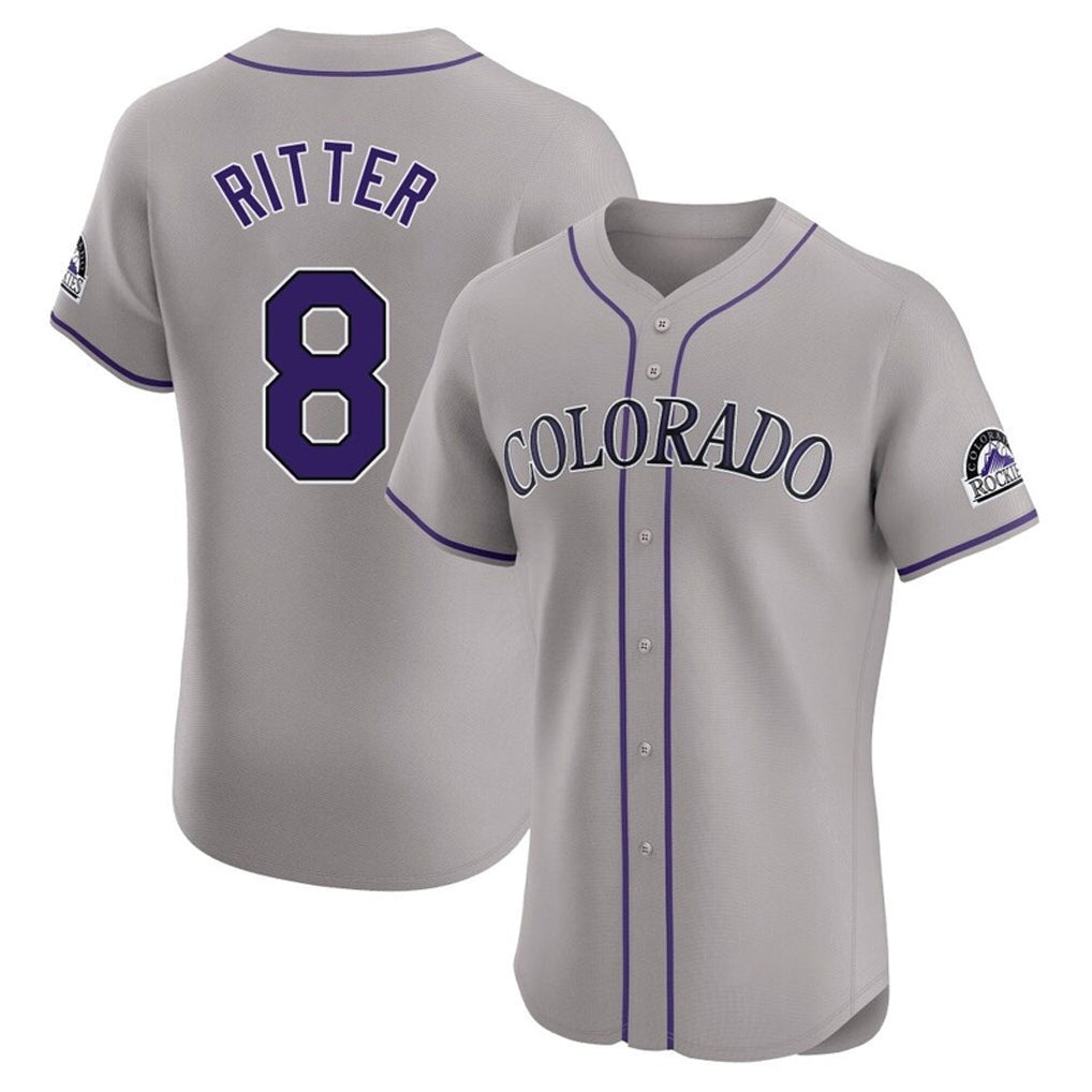 C.Rockies #8 Ryan Ritter Player Gray Limited Elite Home Gdoa Stitched Jerseys