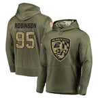 B.Ravens #95 Tavius Robinson Player Olive Salute to Service Pullover Hoodie Gdoa Stitched Jerseys