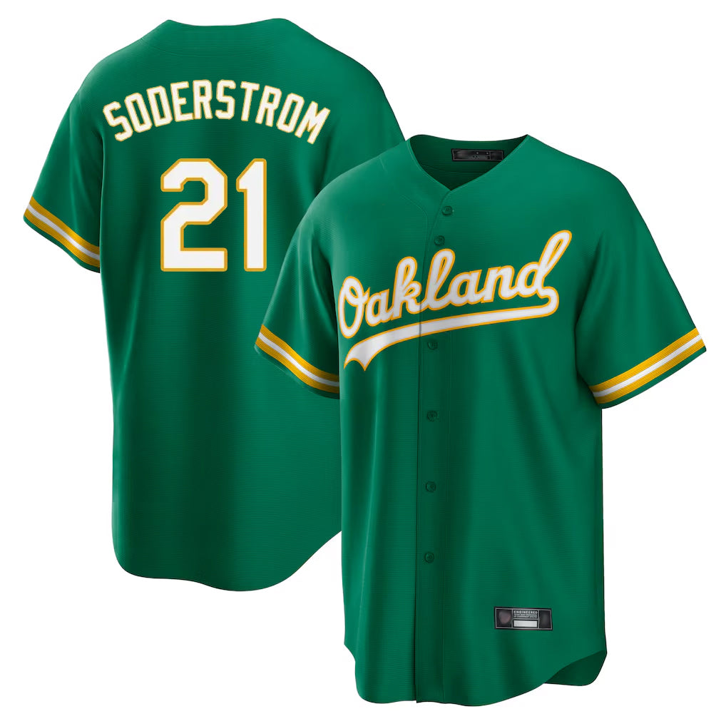 Athletics #21 Tyler Soderstrom Player Kelly Green Home Game Gdoa Stitched Jerseys