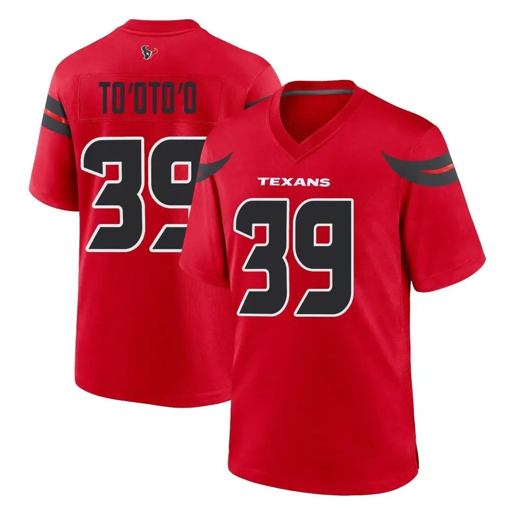 H.Texans #39 Henry To'oTo'o Player Red Alternate Home Game Gdoa Stitched Jerseys