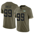 NY.Jets #99 T'Vondre Sweat Player Olive Salute To Service Limited Gdoa Stitched Jerseys