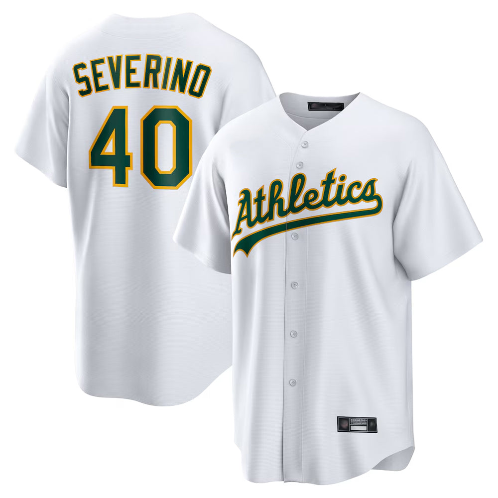 Athletics #40 Luis Severino Player White Home Game Gdoa Stitched Jerseys