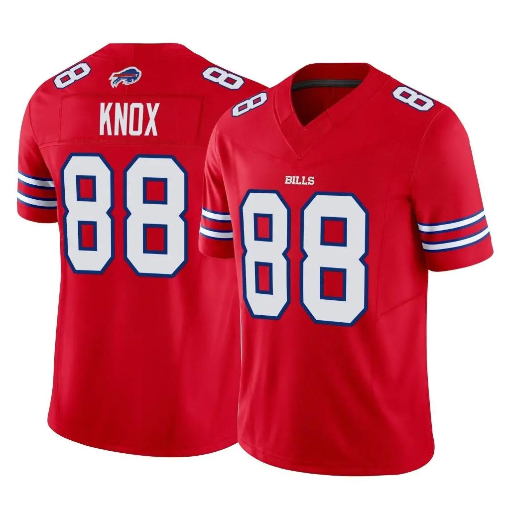 B.Bills #88 Dawson Knox Player Red Vapor F.U.S.E. Limited Home Game Gdoa Stitched Jerseys