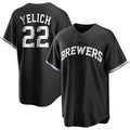 M.Brewers #22 Christian Yelich Player Black Game Home Fdoa Stitched Jerseys