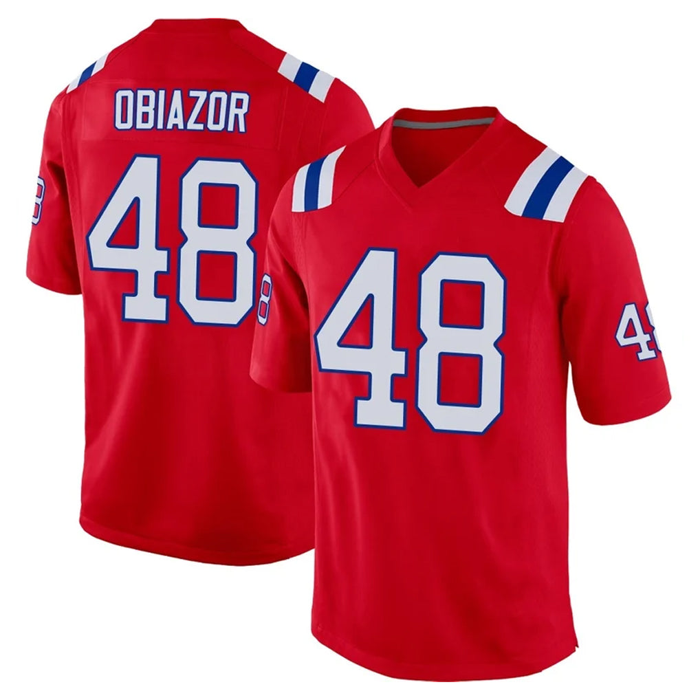 NE.Patriots #48 Namdi Obiazor Player Red Home Game Gdoa Stitched Jerseys