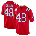 NE.Patriots #48 Namdi Obiazor Player Red Home Game Gdoa Stitched Jerseys