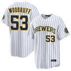 M.Brewers #53 Brandon Woodruff Player White Stripes Home Limited Game Fdoa Stitched Jerseys