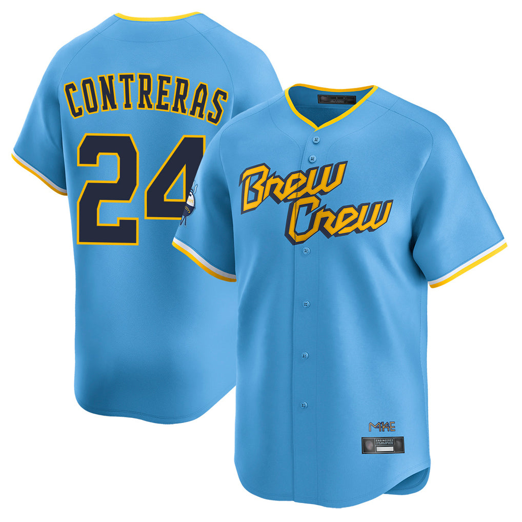 M.Brewers #24 William Contreras Player Light Blue City Connect Home Limited Fdoa Stitched Jerseys