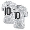 D.Broncos #10 Bo Nix Player Arctic Camo Salute To Service Limited Gdoa Stitched Jerseys