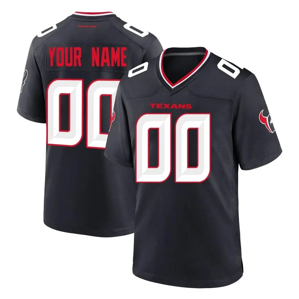 Custom H.Texans Navy Team Home Game Any Name & Numbers Gdoa Stitched Jerseys