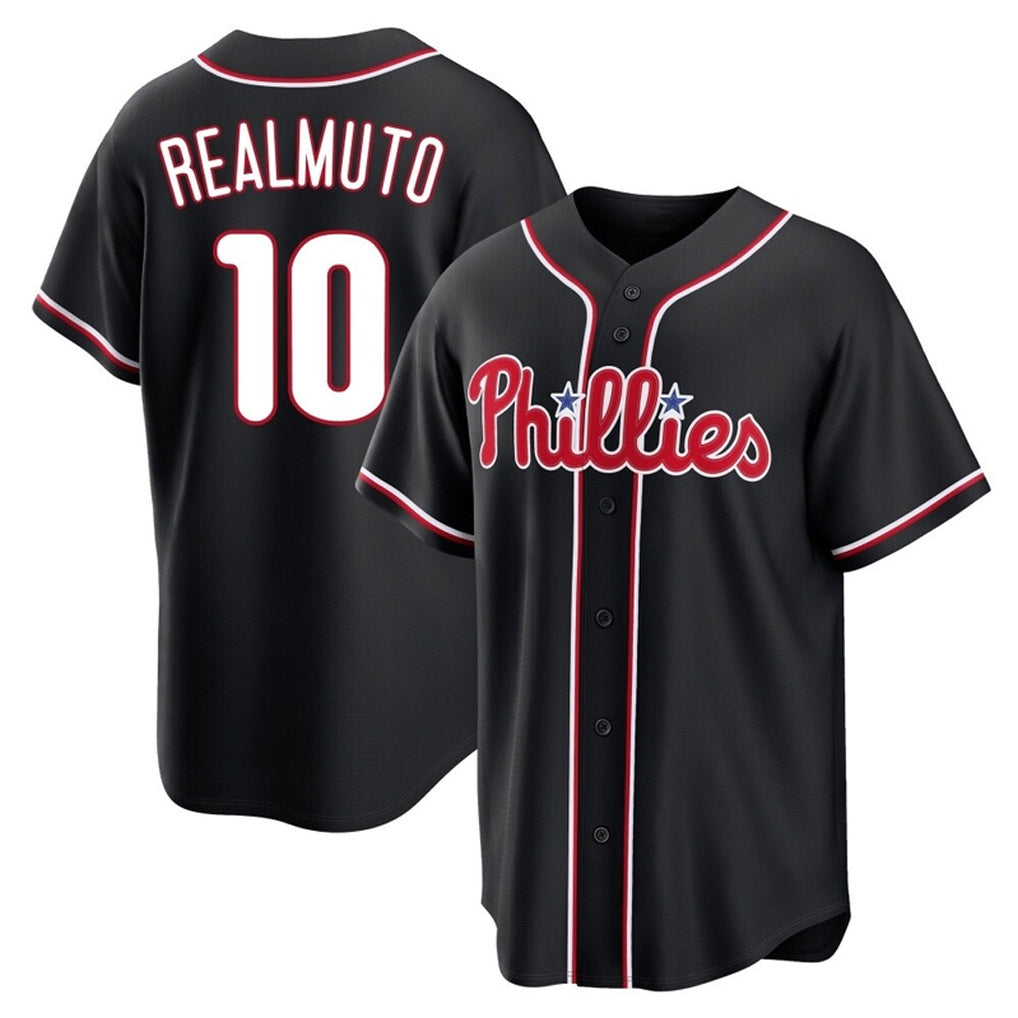 P.Phillies #10 J.T. Realmuto Player Black Fashion Out Home Game Fdoa Stitched Jerseys