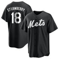 NY.Mets #18 Darryl Strawberry Player Black Home Game Fdoa Stitched Jerseys