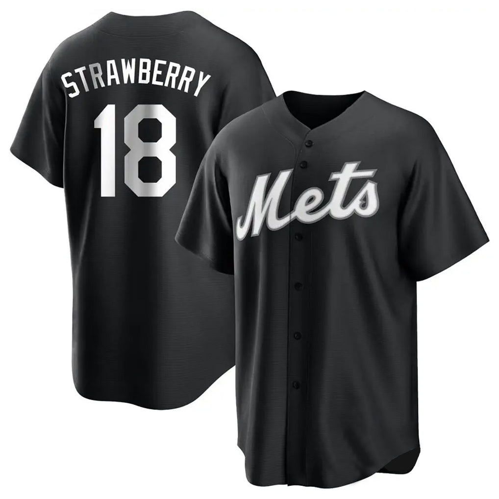 NY.Mets #18 Darryl Strawberry Player Black Home Game Fdoa Stitched Jerseys